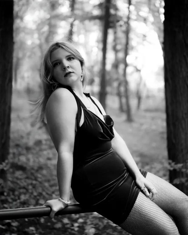 Black-and-white session in the forest